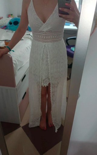 Vestido encaje blanco estilo ibicenco
