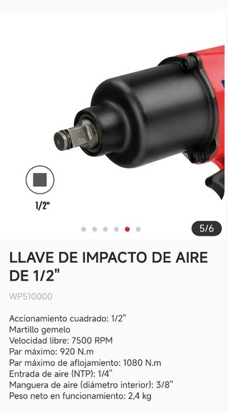 Llave de Impacto Neumática WORKPRO 1/2