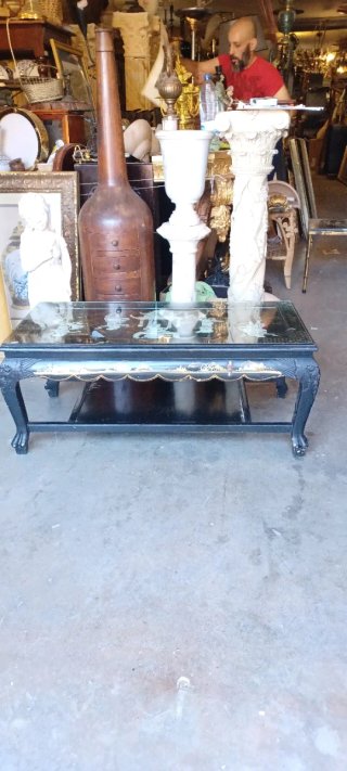 Mesa de centro antigua madera y cristal