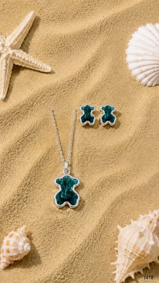 Conjunto Plata Oso Rosa