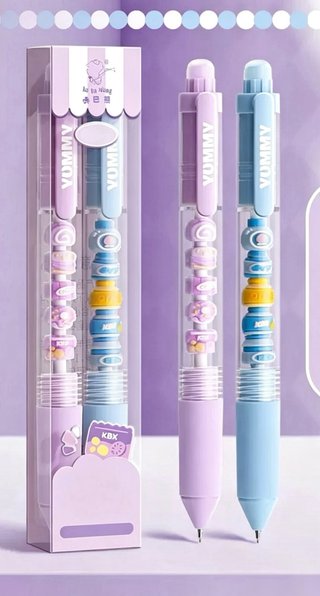 Set 2  bolígrafos gel decorativos "comida" NUEVOS