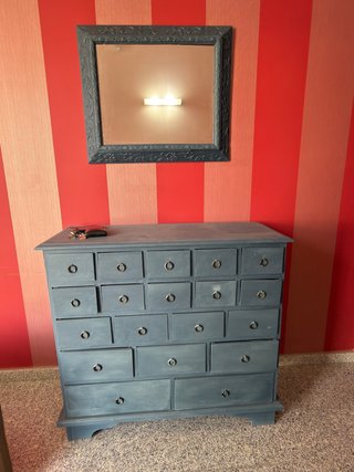 Espejo de madera vintage azul