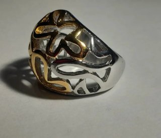 Anillo Acero Inoxidable Diseño Calado, ancho 2,5cm
