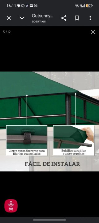 Techo de repuesto para cenador verde 3x3