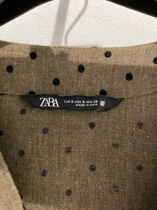 Vestido largo Zara verde militar lunares