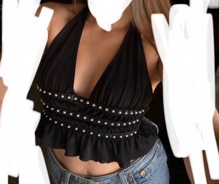 Top fiesta negro con tachuelas