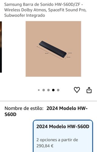 Barra de sonido Samsung HW-S60D valorado en +230€