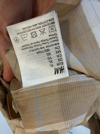 Camisa H&M Atelier XL Beige Cuadros