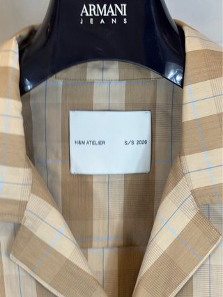 Camisa H&M Atelier XL Beige Cuadros