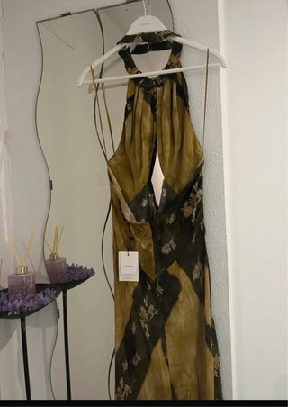 Vestido  midi Halter estampado multicolor T/L Zara