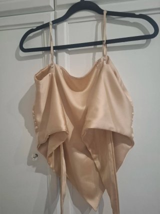 Top con foulard e bretelle beige taglia unica