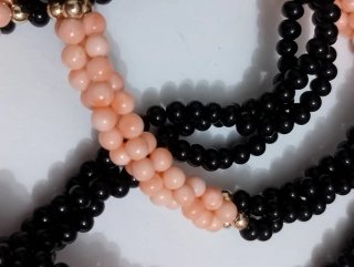 Collana lunga corallo e onice