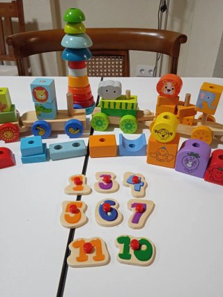 Juego de construcción madera educativo