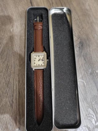 Orologio Tedesco Quadrato Pelle Marrone
