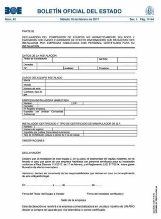 Boletines y certificados de aires acondicionados