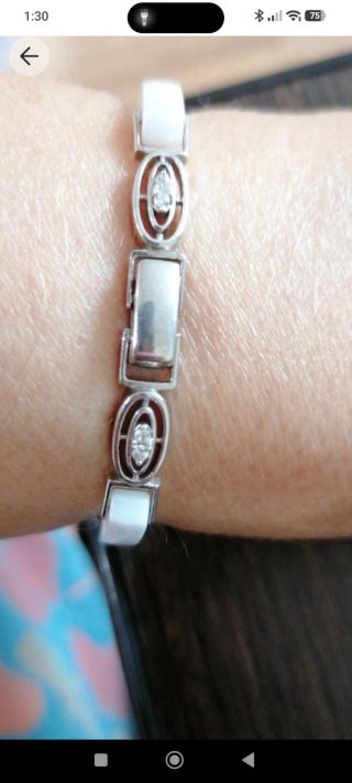 Pulsera Plata, Circonita y Cerámica Blanca Sunligh