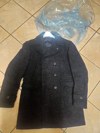 Cappotto uomo L'8 blu navy doppiopetto taglia 54