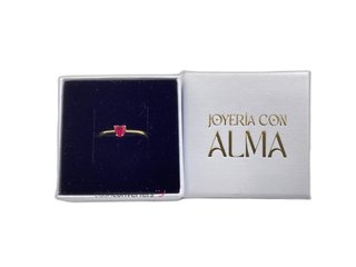 anillo oro 18k con piedra con rubi