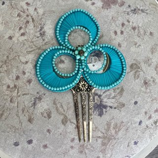 Peineta flamenca en Turquesa y bronce