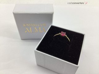 anillo oro 18k con piedra con rubi