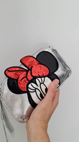 Cartera Minnie Piel Roja y Plateada