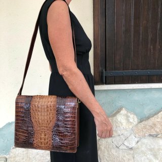 Bolso mujer en VERDADERO cocodrilo Vintage auténti