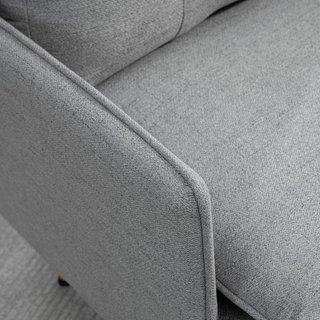 Divano 1 Posto in Tessuto Effetto Lino con Braccioli e Cuscini Imbottiti, Divano Moderno 1 Posto con Gambe in Acciaio, per Ufficio, Soggiorno, Salone e Camera da Letto, 76X68X80Cm, Grigio