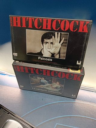3 películas VHS, HITCHCOCK, Psicosis, con la muerte en los talones, La ventana indiscreta