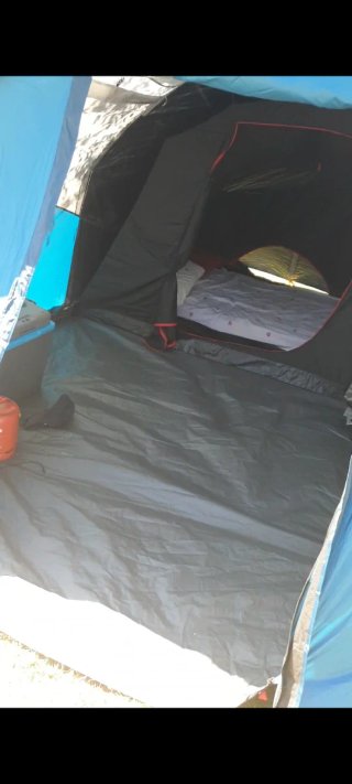 Tienda de campaña, mueble cocina, Campingaz y neve