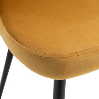 Set di 2 sedie da pranzo, sedie da cucina imbottite in velluto con gambe in metallo, sedie per ufficio e soggiorno, 49X50X77Cm, giallo