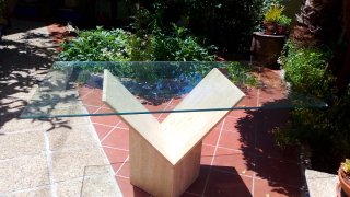 Mesa Comedor Cristal y Travertino 180cm