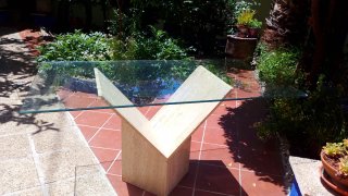 Mesa Comedor Cristal y Travertino 180cm