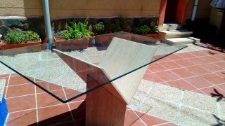 Mesa Comedor Cristal y Travertino 180cm
