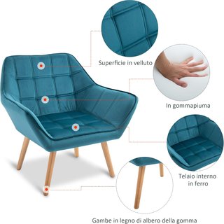 Poltrona di Design Scandinavo in Legno e Similpelle Crema, per Soggiorno o Ufficio, 67X61.5X71Cm