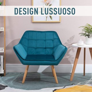 Poltrona di Design Scandinavo in Legno e Similpelle Crema, per Soggiorno o Ufficio, 67X61.5X71Cm