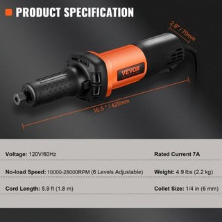 Mina de aire 6.4 mm Recta de alta resistencia 30000RPM 6 velocidades variables