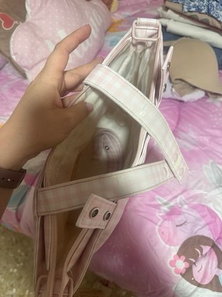 Bolso para silla de paseo a cuadros rosa