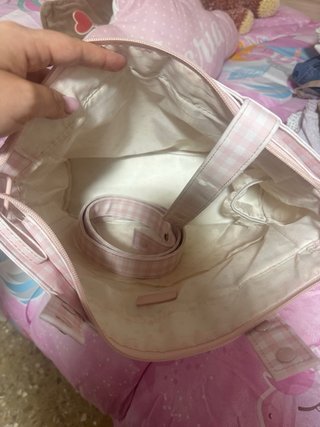 Bolso para silla de paseo a cuadros rosa