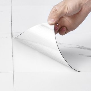 Azulejos de Vinilo Autoadhesivos 390 x 23.6 pulgadas, 1.5mm de Grosor, Peel & Stick, Textura de Mármol Blanco, Suelo DIY para Cocina, Comedor, Dormitorios y Baños, Fácil para Decoración del Hogar