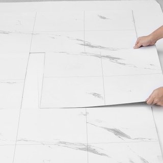 Azulejos de Vinilo Autoadhesivos 390 x 23.6 pulgadas, 1.5mm de Grosor, Peel & Stick, Textura de Mármol Blanco, Suelo DIY para Cocina, Comedor, Dormitorios y Baños, Fácil para Decoración del Hogar