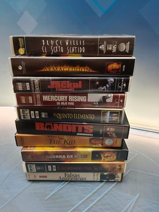 cintas VHS, 10 películas, especial Bruce willis