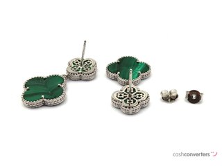pendientes plata 925mm con piedra con malaquita