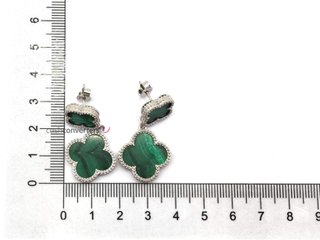 pendientes plata 925mm con piedra con malaquita