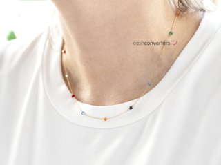 collar oro 18k con piedra con cuarzo 22cm