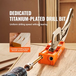 Jig de Agujeros de Pocket, Sistema de Jig Pocket Mini de 56 Pcs con Abrazadera en C de 22.9 cm, Broca Escalonada, Llave, Anillo de Detención de Taladro, Punta de Conducción Cuadrada y Tornillos, p...