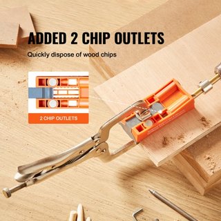 Jig de Agujeros de Pocket, Sistema de Jig Pocket Mini de 56 Pcs con Abrazadera en C de 22.9 cm, Broca Escalonada, Llave, Anillo de Detención de Taladro, Punta de Conducción Cuadrada y Tornillos, p...
