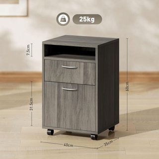 Archivador De Oficina Con Cajón, Armario, Ruedas Con Freno Y Estante Abierto, Cajonera De Oficina Para Carta/Legal/Formato A4, Armario Vertical Para Estudio, 40X35X60 Cm, Gris