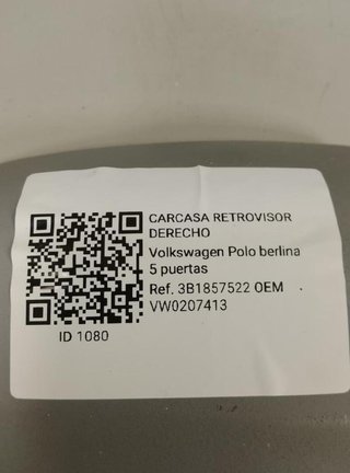 Volkswagen vw0207413 carcasa retrovisor polo 1080