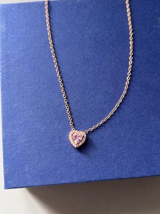 Collar Pandora Corazón Rosa y Dorado