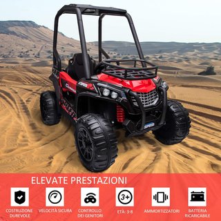 Coche Eléctrico para Niños 12V, Velocidad 3-6Km/H, Quad Eléctrico Mini Con Doble Motor, USB, Reproductor MP3 Y Control Remoto, 118X76X104Cm, Rojo Y Negro